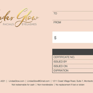 Lindas Glow Gift Certificate Back